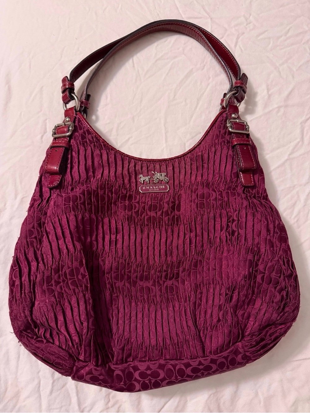 Coach Madison Maggie burgundy shoulder bag
